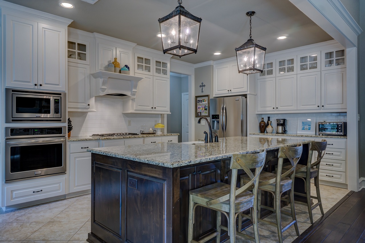 Kitchen interior design with cabinetry and storage layout