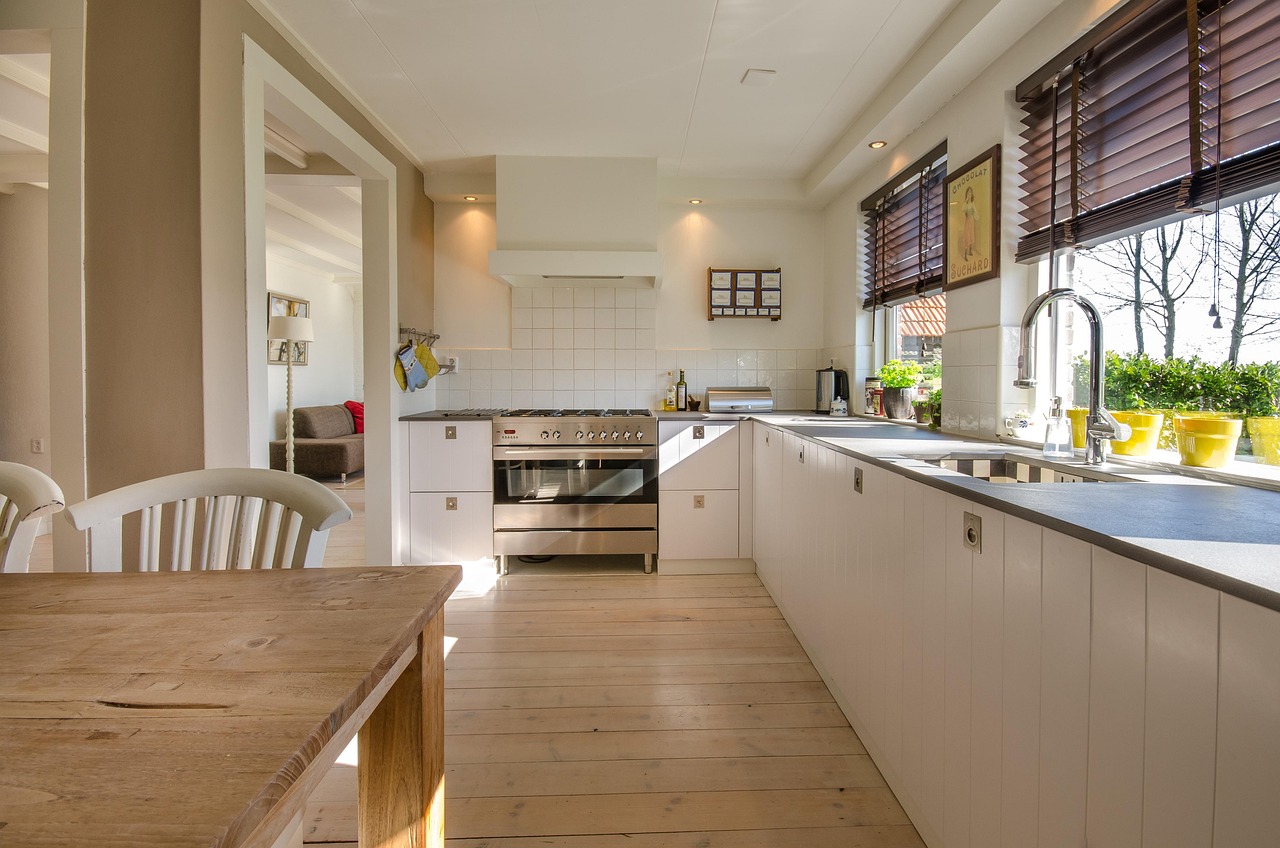 Modern kitchen with warm brown wood-grain cabinetry showcasing natural texture