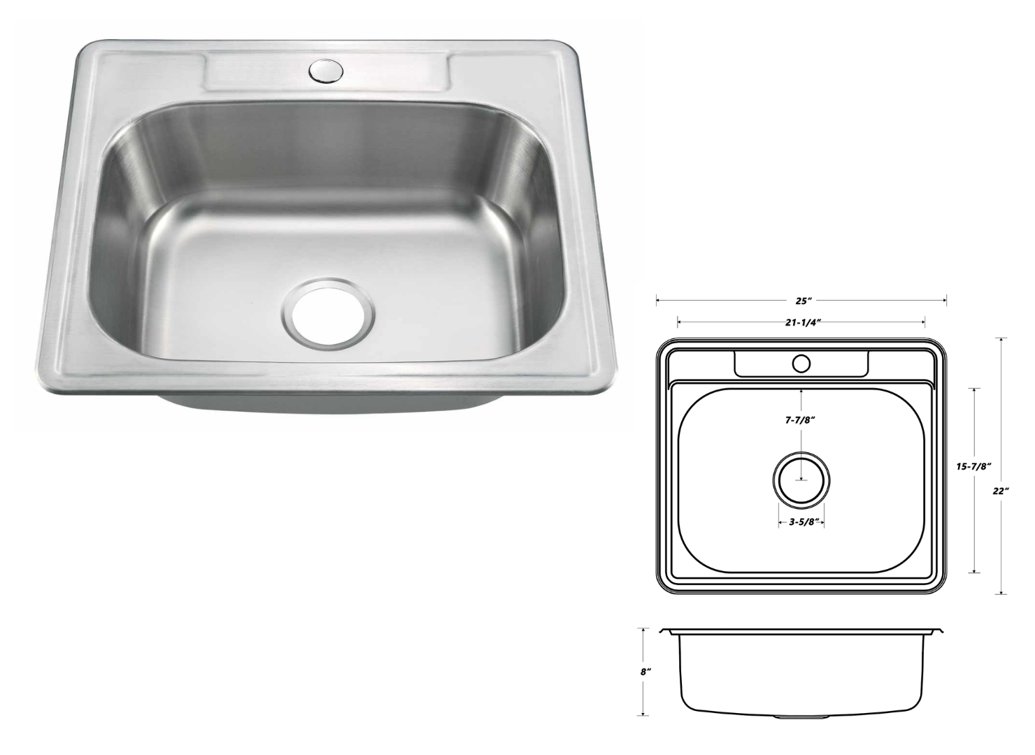 Top Mount Stainless Steel