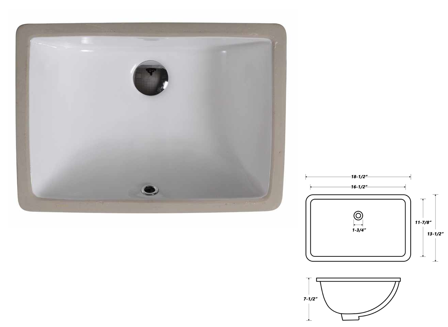 Undermount Vanity Sink White